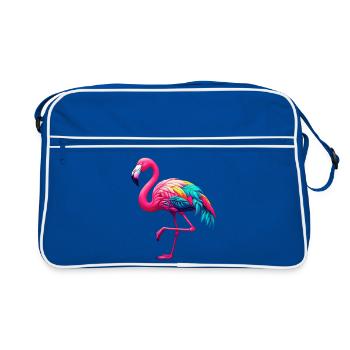 Flamingo - Retro Tasche - Blau/Weiß - Vorne