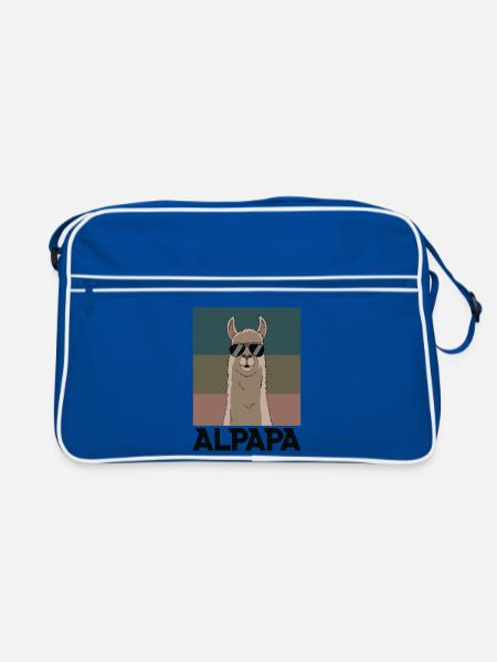 Papa Alpaga Papa Drôle Lama Cadeau de Fête des Pères - Sac Retro - bleu/blanc - Devant