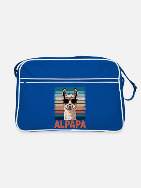 Papa Alpaga Papa Drôle Lama Cadeau de Fête des Pères - Sac Retro - bleu/blanc - Devant