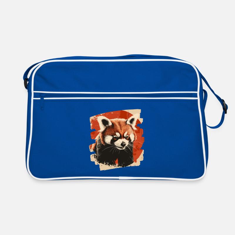 Roter Panda - Retro Tasche - Blau/Weiß