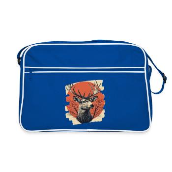 Cerf avec bois - Sac Retro - bleu/blanc - Devant
