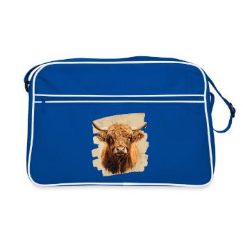 Scottish Highland cattle - Retro Bag - blue/white - Front