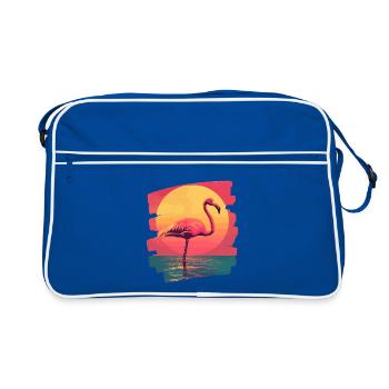 Flamingo - Retro Tasche - Blau/Weiß - Vorne