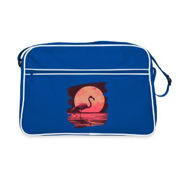 Flamingo - Retro Tasche - Blau/Weiß - Vorne