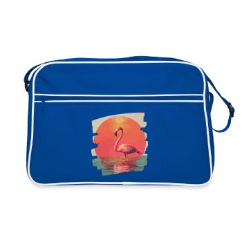 Flamingo - Retro Tasche - Blau/Weiß - Vorne
