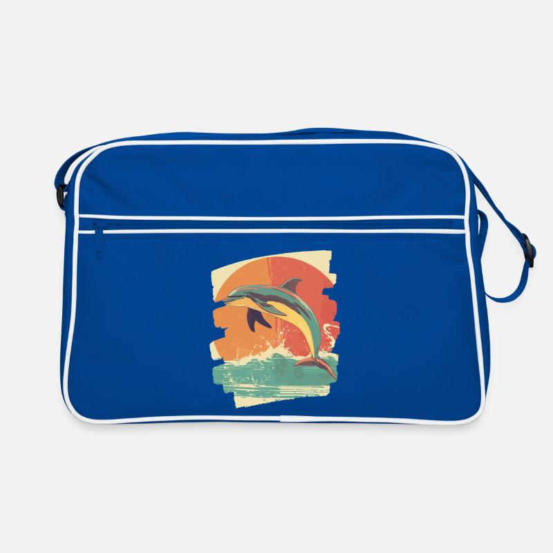 Delfin - Retro Tasche - Blau/Weiß