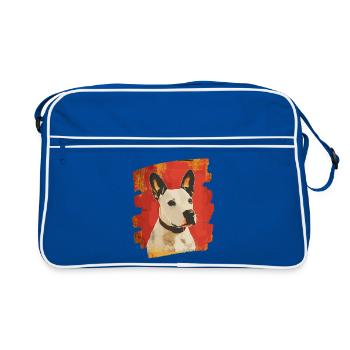 Bull Terrier Fighting Dog Dog Breed - Retro Bag - blue/white - Front