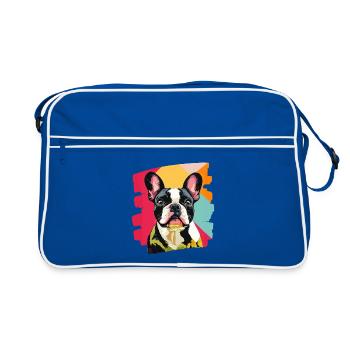 Frenchie French Bulldog - Retro Bag - blue/white - Front