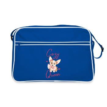 Cozy Queen Corgi Lover Heart Art - Retro Bag - blue/white - Front