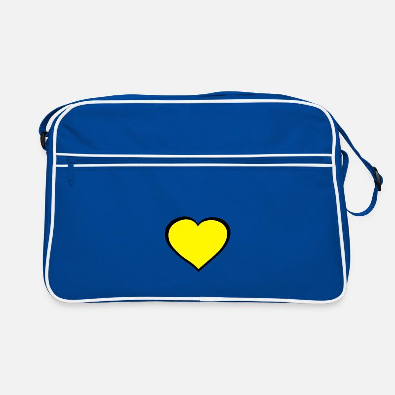 Herz Herzen Freundschaft - Retro Tasche - Blau/Weiß