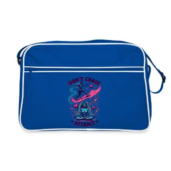 Funny Meditative Quote | Don't Chase Attract - Retro Bag - blue/white - Front