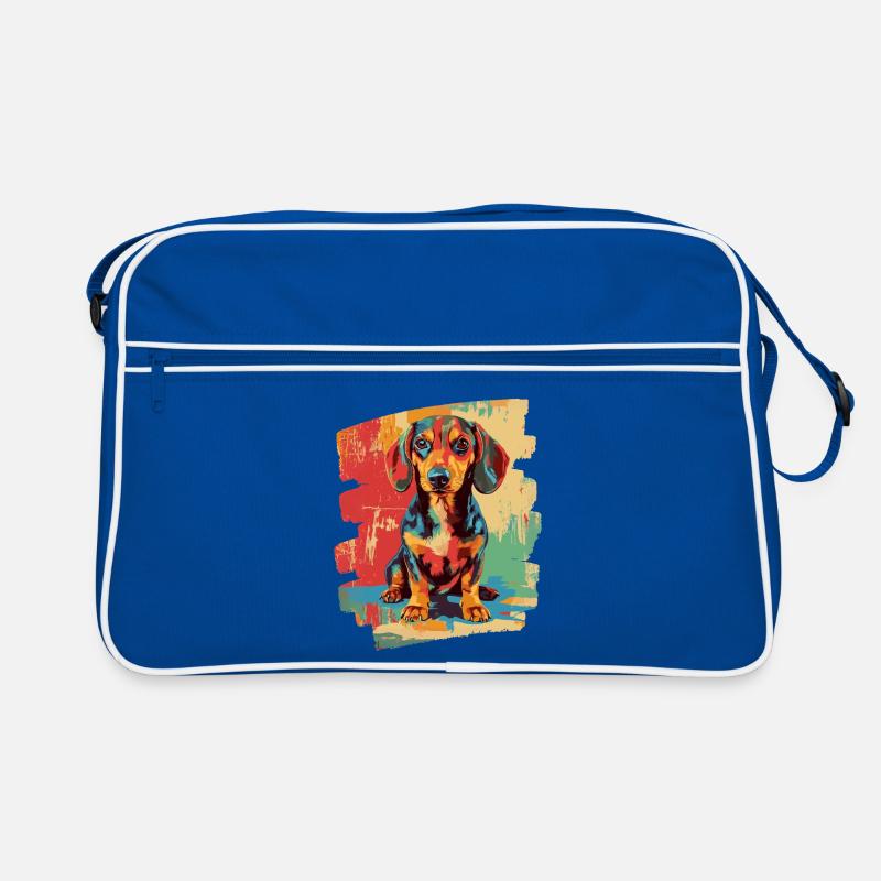 Dackel - Retro Tasche - Blau/Weiß