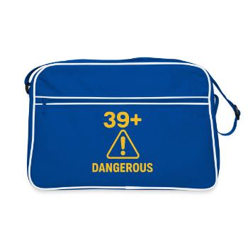 Signe d’avertissement d’anniversaire drôle 39 Plus - Sac Retro - bleu/blanc - Devant