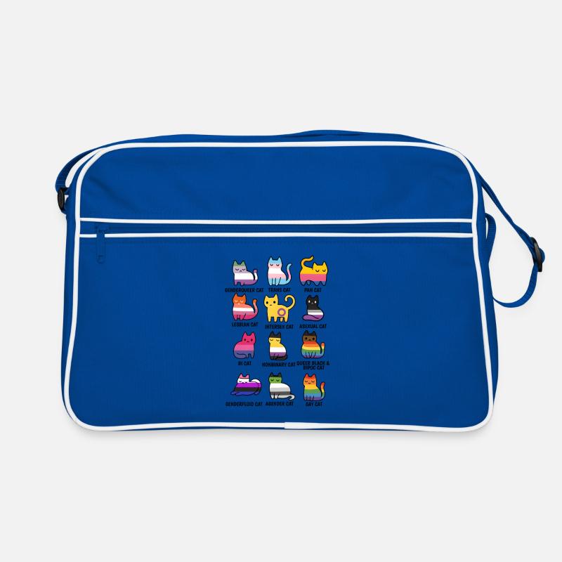 Niedliche Retro LGBT Katze Cat Pride & Equality - Retro Tasche - Blau/Weiß