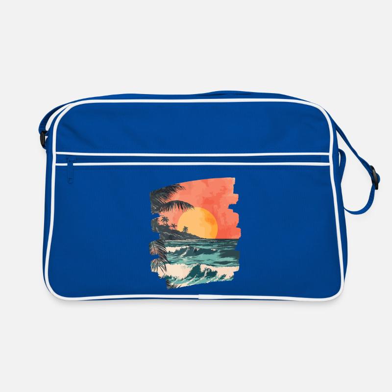 Plage Palmiers Coucher de soleil Été Sac Retro