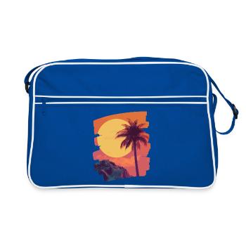 Plage Palmiers Coucher de soleil Été - Sac Retro - bleu/blanc - Devant