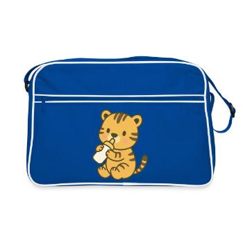 Bottle Baby Tiger - Tiger-Baby mit Fläschchen - Retro Tasche - Blau/Weiß - Vorne