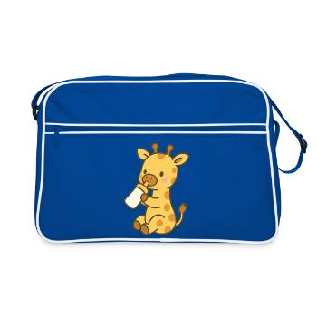 Giraffe love with bottle - Retro Bag - blue/white - Front
