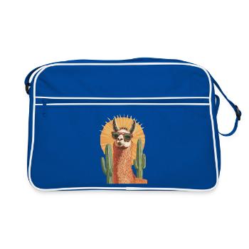 Funny Llama Alpaca Llama Animal Gift - Retro Bag - blue/white - Front