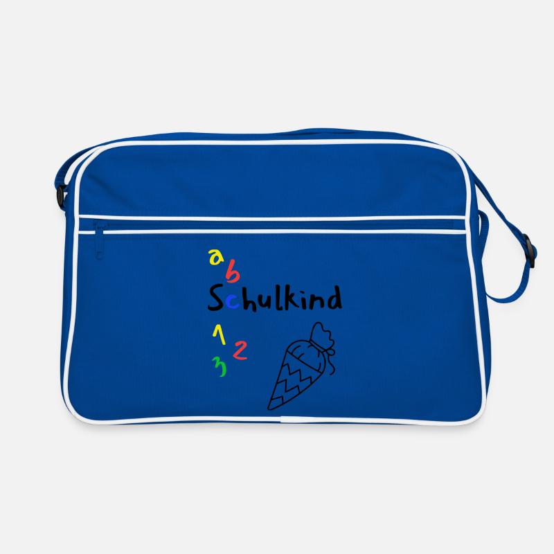 Schulanfang mit ABC und Schultüte - Retro Tasche - Blau/Weiß