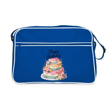 Gâteau d'anniversaire pastel avec décor floral - Sac Retro - bleu/blanc - Devant