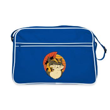 Illustration de chat gladiateur romain - Sac Retro - bleu/blanc - Devant