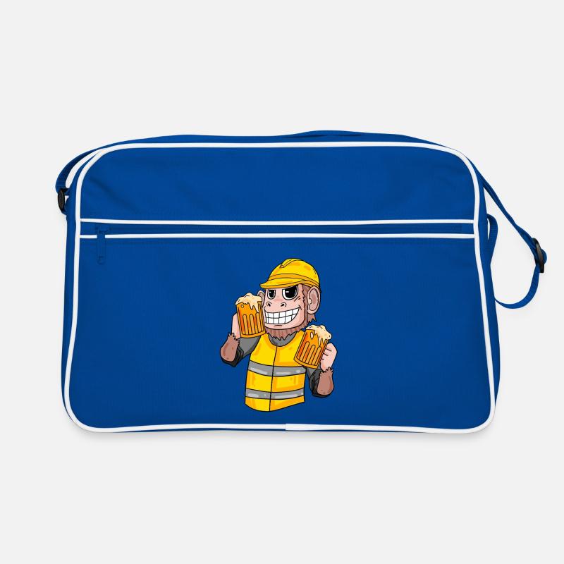 Bauarbeiter Affe mit Bier Retro Tasche