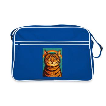 Happy Cat, Love Cats  - Retro Bag - blue/white - Front