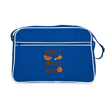 Humorous Fruit, Basketball and Chicken , Meme  - Retro Bag - blue/white - Front