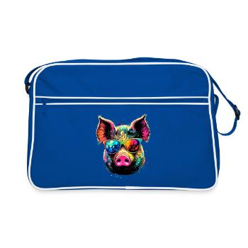 Cochon domestique Truie Cochons Love Piggy - Sac Retro - bleu/blanc - Devant