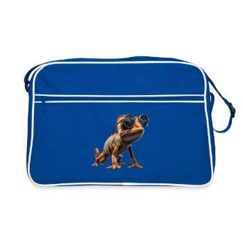 Chameleon Lizard Reptile Chameleon Iguana Lizard - Retro Bag - blue/white - Front