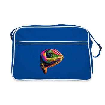 Caméléon Lézard Reptile Caméléon Iguane Lézard - Sac Retro - bleu/blanc - Devant