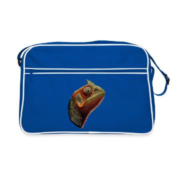 Chameleon Lizard Reptile Chameleon Iguana Lizard - Retro Bag - blue/white - Front
