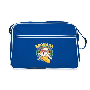 Pizza à la banane avec des yeux en forme de cœur - Sac Retro - bleu/blanc - Devant