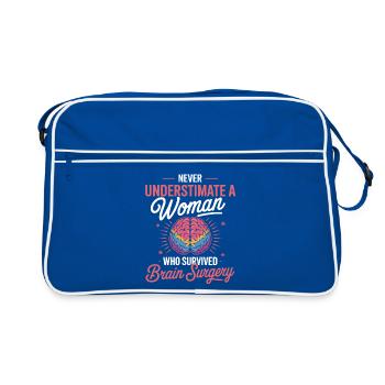 Stärke der Frauen Gehirn Chirurgie Motiv - Retro Tasche - Blau/Weiß - Vorne