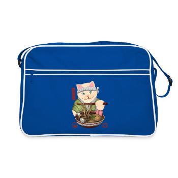 Adorable Cat Connoisseur Noodle Bowl - Retro Bag - blue/white - Front
