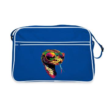 serpent, python, cobra, serpent à sonnettes, serpents - Sac Retro - bleu/blanc - Devant
