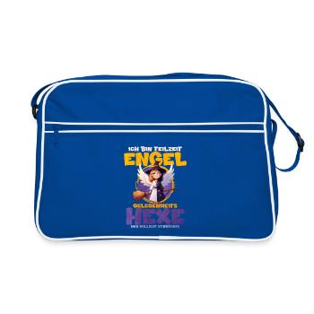 Angel with witch's staff and magic hat - Retro Bag - blue/white - Front