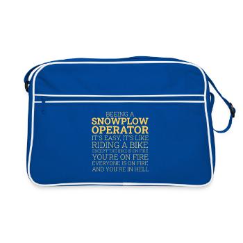 Opérateur de chasse-neige chevauchant un conducteur de chasse-neige à vélo - Sac Retro - bleu/blanc - Devant