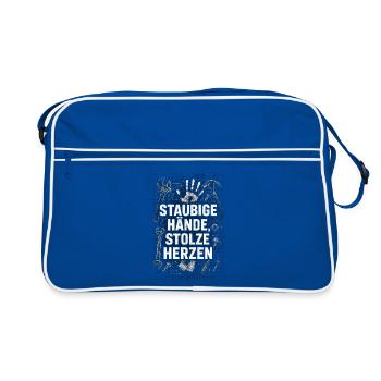 Mains poussiéreuses, cœurs fiers - Sac Retro - bleu/blanc - Devant