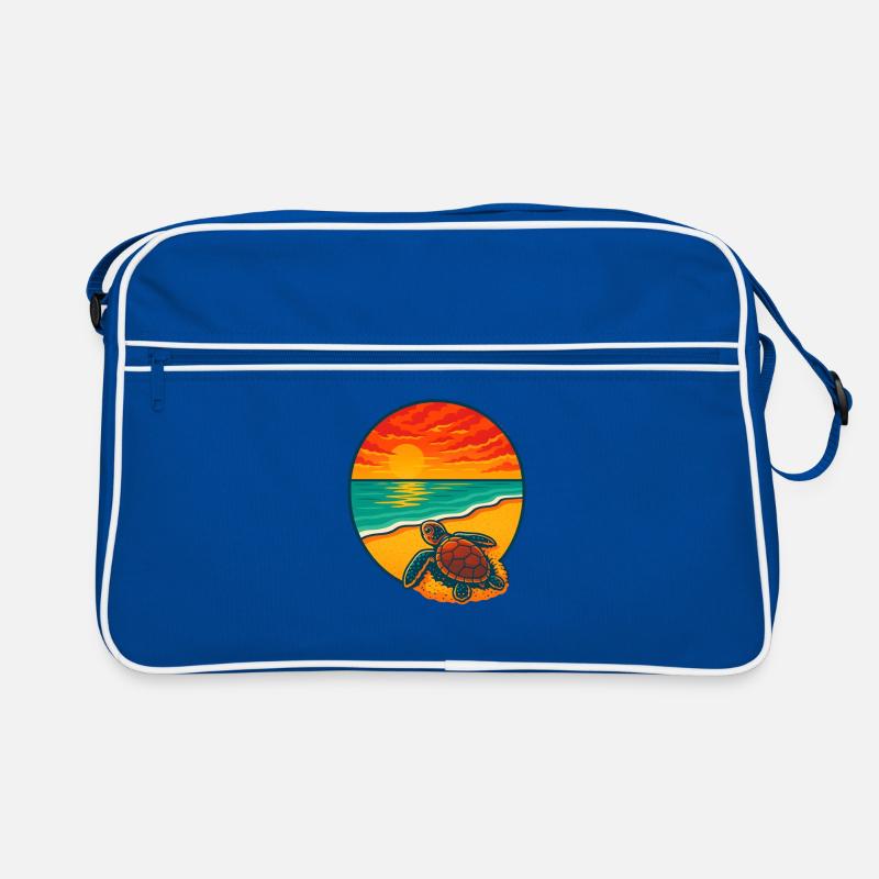 Sunset Turtle Beach, Safe the Trutles  Retro Bag