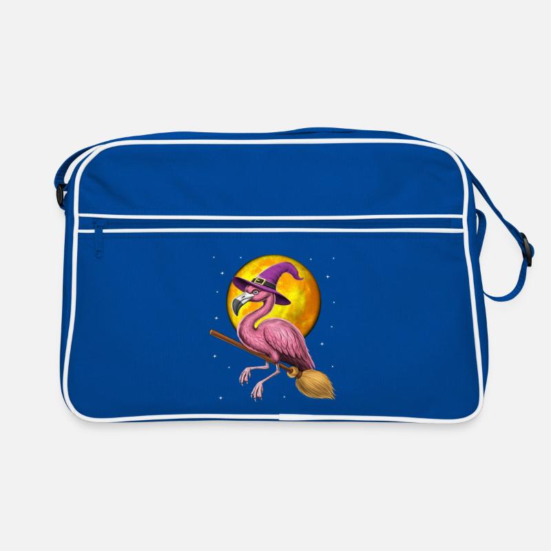 Flamingo Witch Riding Broom Retro Bag