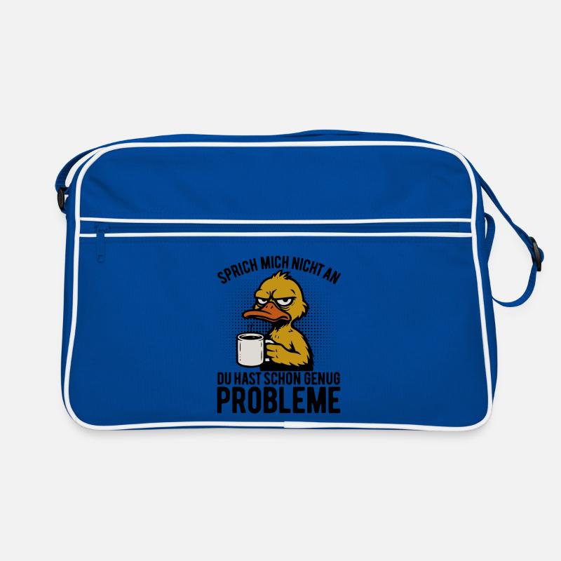 Don't talk to me - grumpy duck with coffee Retro Bag
