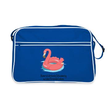 Anneau de natation flamant rose humour - Sac Retro - bleu/blanc - Devant