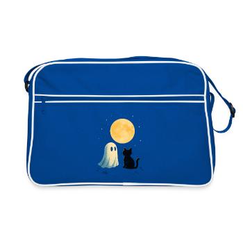 Nuit au clair de lune fantômes chat - Sac Retro - bleu/blanc - Devant