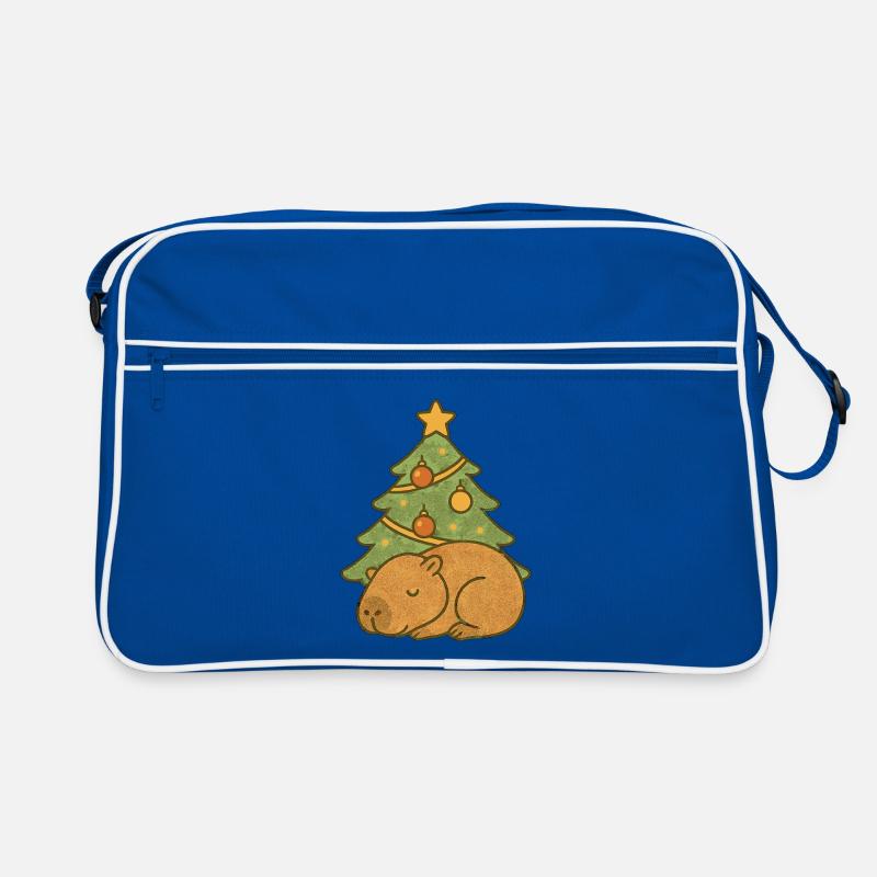 ✨ Sleeping Capybara under the Christmas Tree 🎄 Retro Bag