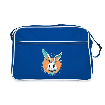 Tête de lapin avec éclaboussures de peinture - Sac Retro - bleu/blanc - Devant
