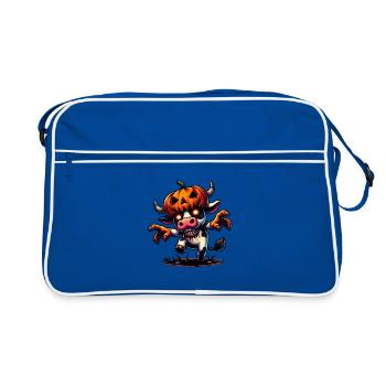 Drôle Halloween Vache Costume Monstre Zombie Citrouille - Sac Retro - bleu/blanc - Devant