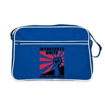 Roter Sonnenstrahl Burst - Retro Tasche - Blau/Weiß - Vorne