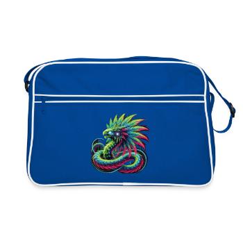 Azteken Drache - Retro Tasche - Blau/Weiß - Vorne